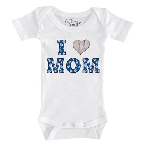 Infant Los Angeles Dodgers Tiny Turnip White Heart Mom Bodysuit