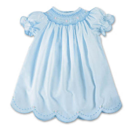Blue Smocked Scallop Daygown – Rosalina Baby Boutique