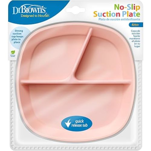 Dr. Brown's No-Slip Suction Plate for Baby and Toddler, 4m+, 1-Pack, Pink
