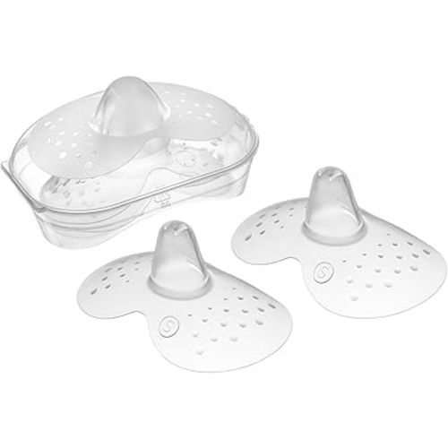 MAM Breastfeeding Nipple Shields with Sterilizing Storage Case, Nipple Shields for Nursing Newborn, Size 1 Small 17mm, 2-Count, Clear