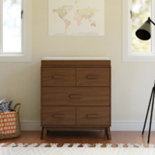 babyletto Scoot 3-Drawer Changer Dresser with Removable Changing Tray - Natural Walnut