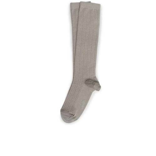 Women's Pointelle Merino Wool Knee-high Socks - light taupe