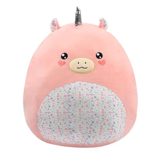 20-Inch Large Unicorn Plush Pillow with Floral Belly | Soft Jumbo Unicorn Plush Toy Giant Cute Hugging Stuffed Animal Birthday Easter Gifts for Kids Adults