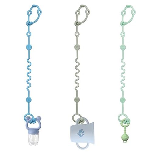 Toy Straps for Baby, Adjustable Toy Holder for Stroller Accessories, Silicone Baby Tether Pacifier Clip, No Throw Baby Travel Essential Leash for High Chair, Car Seat (6-Pack)