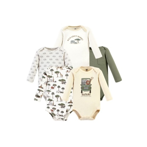 Cotton Long-Sleeve Bodysuits 5-Pack 3-6 months