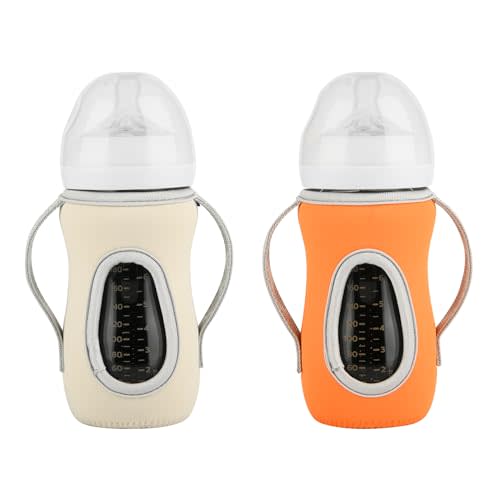Beautyflier 2PCS Sleeve Covers for 8 oz Philips Avent Glass Natural Baby Bottle, Reusable Insulator, 3.3mm Thicken Heat and Cold Retention Baby Bottle Sleeve, Non Slip Grip, Sleeve Only