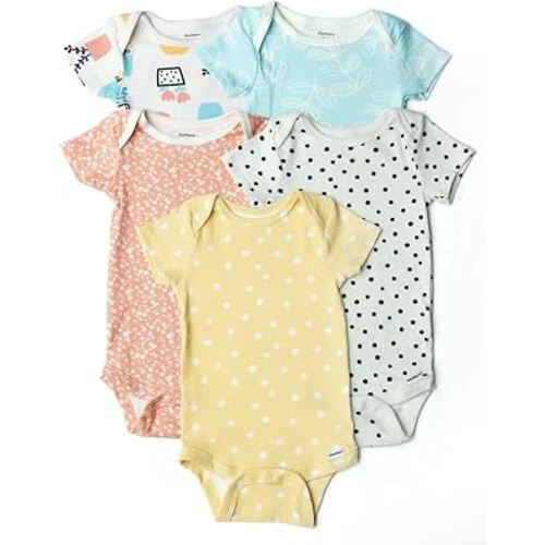 Grow by Gerber Baby Boys 5-Pack Short Sleeve Onesies Bodysuits