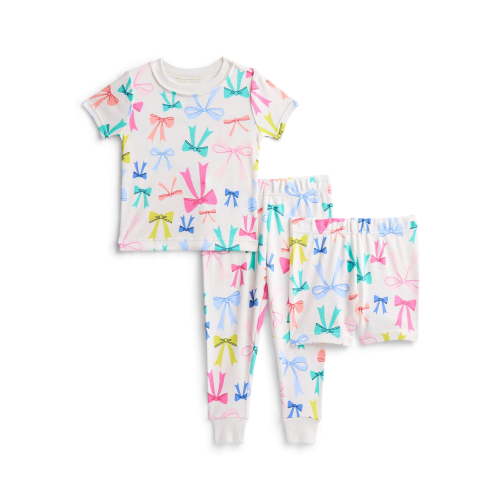 Wonder Nation Toddler Girls Short Sleeve Top, Pants and Shorts Pajama Sleep Set, 3-Piece, Sizes 12M-5T