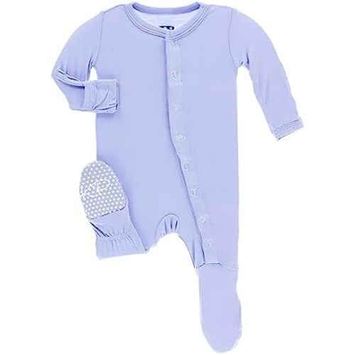 KicKee Pants Solid Footies with Snaps, Super Soft One-Piece Jammies, Viscose from Bamboo Sleepwear for Babies