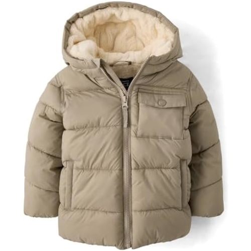 The Children's Place baby-boys And Toddler Water and Wind Resistant Hooded Zip Front Puffer Jacket, Faux Fur Lined