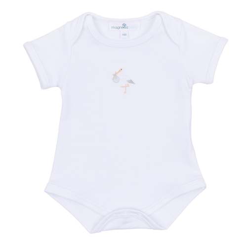 Vintage Stork Hand-Embroidered Bodysuit - White