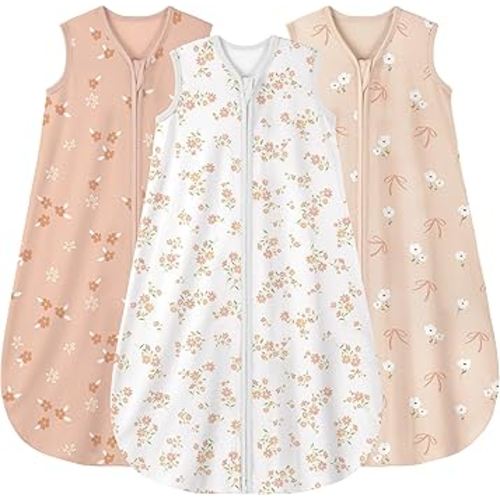 Yoofoss Baby Sleep Sack 0-6 Months Wearable Blanket for Babies 100% Organic Cotton 2-Way Zipper TOG 0.5 Toddler Sleeping Sack 3 Pack, Comfy Lightweight Sleep Sacks