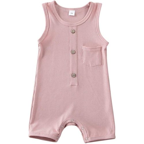 Newborn Summer Baby Boy Girl Rompers Bodysuit Jumpsuit Playsuit One Piece Outfit Clothes - Pink - 0-6 Months
