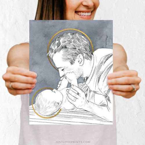 Saint Joseph Print, Catholic Artwork, Catholic Nursery Decor, Catholic Nursery Art, Catholic Baby Gift, Catholic Dad Gift