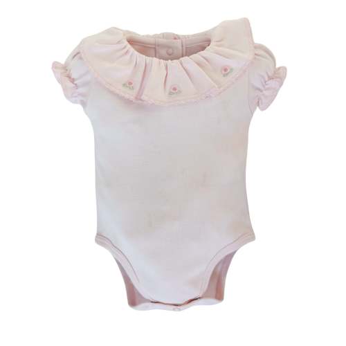 Pima Bodysuit Ruffle Short Sleeves Peonies Pink