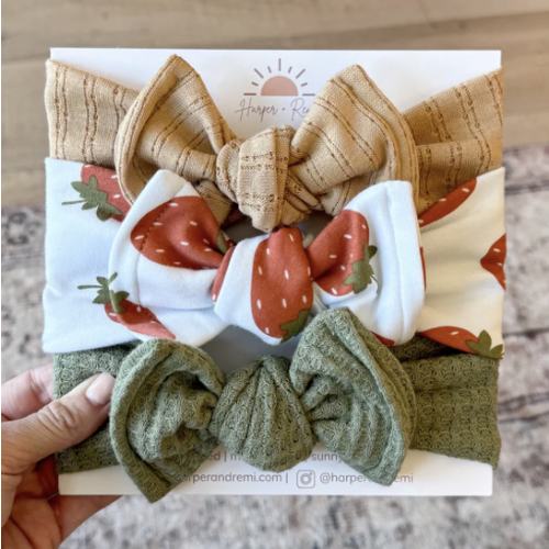 Harvest Berry | Fruit Print Baby Bow Bundle | Top Knots / Baby | Harper + Remi