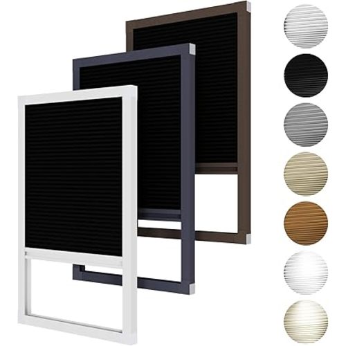 Cellular Shades Cordless Blackout, Skylight Blinds for Windows Roof Window Shades for Home, Room Darkening Honeycomb Blinds for Doors - Custom Cut to Size(Blackout, Black)