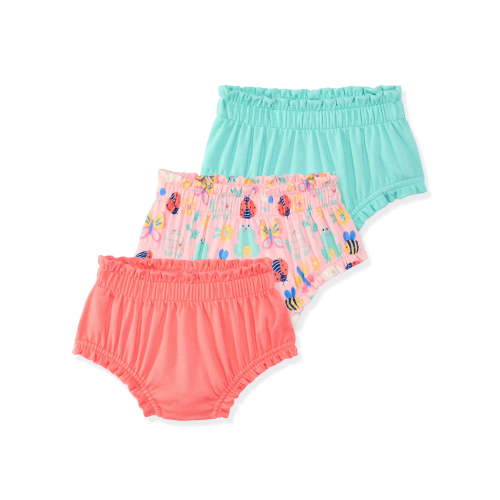 Garanimals Baby Girl Cotton Pull-On Bubble Shorts, Solids & Prints, 3-Pack, 0–24M