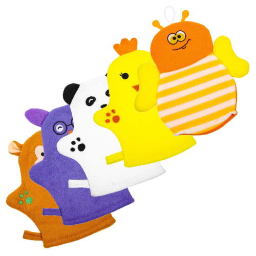 FELTECHELECTR 5Pcs Baby Bath Mitt Washcloths Gloves for Newborns with Toiletries Saving