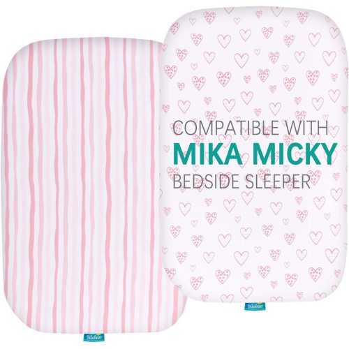 Bassinet Fitted Sheets Compatible with Mika Micky Bedside Sleeper - 2 Pack Cotton