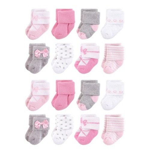 Little Treasure Cotton Rich Terry Socks 16-Pack, Ballerina, 0-6 Months