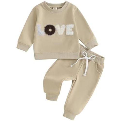 6-12M Fernvia Toddler Baby Girl Clothes Fall Outfits Solid Long Sleeve Sweatshirt Tops + Pants Set