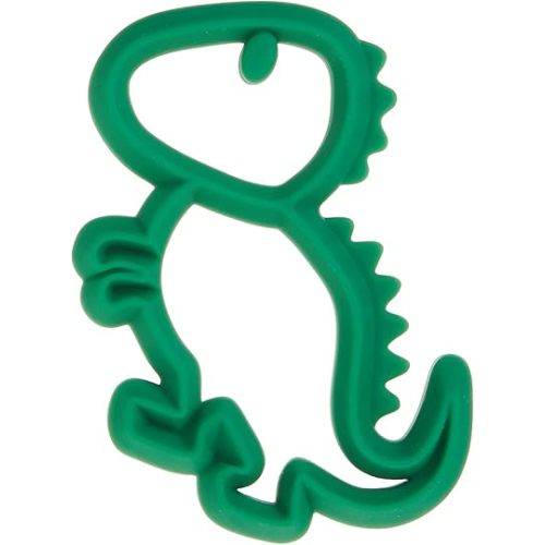 Itzy Ritzy Silicone Baby Teether – BPA-Free Infant Teether with Easy-to-Hold Design & Textured Back Side to Massage & Soothe Sore, Swollen Gums - Teething Toy for 3 Months & Up - Dinosaur
