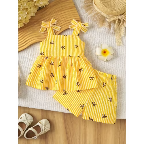 baby stuff girls 2pcs set fashionable striped print bow - Temu
