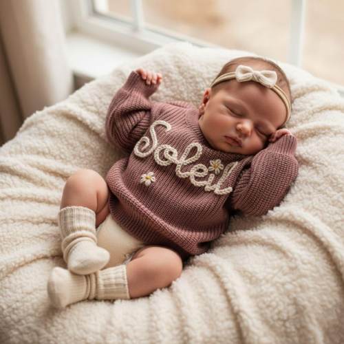 Baby Name Sweater: Custom Embroidered Newborn Sweater - Etsy