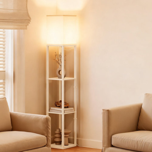 Ebern Designs Column Floor Lamp With Shelves & Reviews | Wayfair