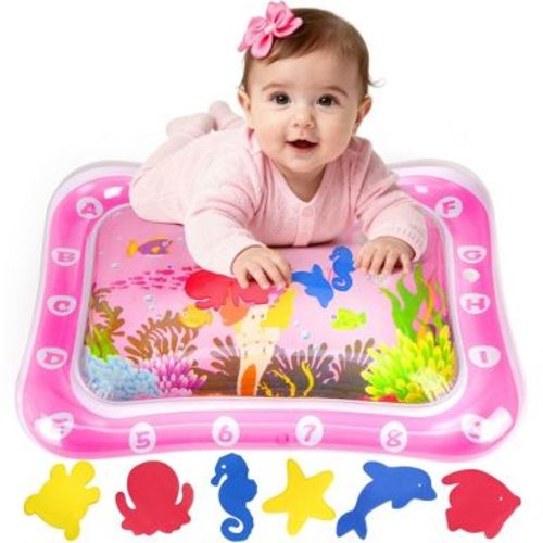 LotFancy Tummy Time Mat, Inflatable Baby Water Play Mat for Infants, Toddler 3 to 12 Months, Pink