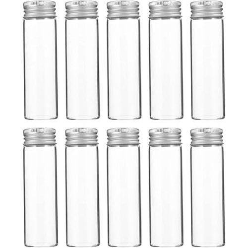 Cabilock 10pcs Transparent Glass Bottles for Candy and Tea Storage Refillable Containers Cosmetic and Food Jars Airtight Seal for Seasoning and Dried Goods