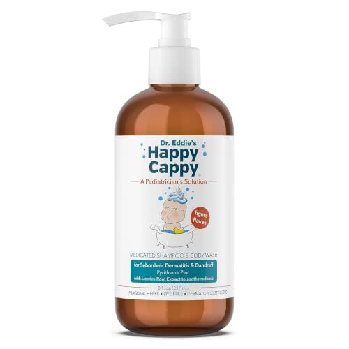 Happy Cappy Medicated Shampoo and Body Wash - Fragrance-Free - 8 Fl Oz | Baby Dandruff Shampoo, Helps Cradle Cap and Seborrheic Dermatitis, Reduces Flakes Redness, Dermatologist Tested