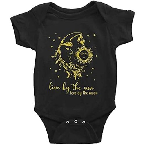 Live by The Sun Love by The Moon Baby Cloths Short Sleeves Birth Announcement Bodysuit Rompers