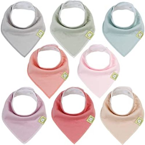 8-Pack Organic Baby Bandana Drool Bibs for Girls - Baby Bibs for Baby Girls, Baby Boys, Soft Cotton Bandana Bibs, Baby Drool Bib, Teething Bibs for Infant, Toddler, Bib Girl (Muted Pastel)