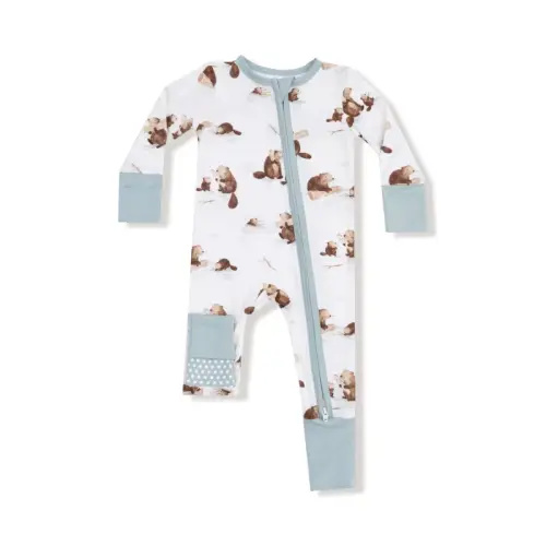 Angel Dear Baby Beavers Bamboo Viscose Zipper Romper - FINAL SALE