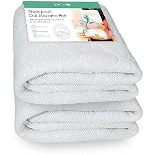 Newton Baby Waterproof Crib Mattress Pad | 100% Breathable Quilted Layer for Comfort & Universal Fitted Skirt for Secure Fit | Machine Washable | Crib Mattress Protector Pad Waterproof, 2 Packs