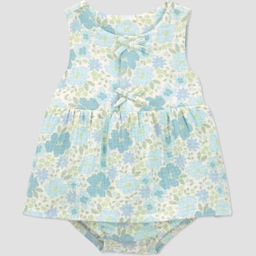 Carter's Just One You® Baby Girls' Floral Sunsuit with Bow - Blue/Green 3M