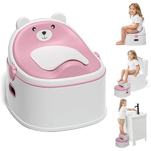 3-in-1 Toddler Potty Training Toilet for Boys & Girls - Convertible Potty Chair with Step Stool for Toddlers 1-3, Anti-Slip Design Toddler Toilet Seat - Removable & Easy to Clean