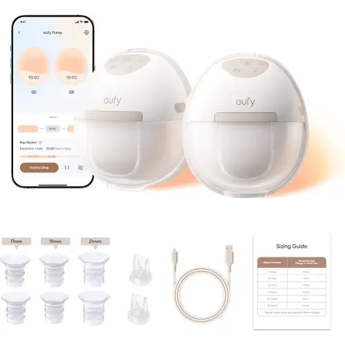 eufy Security Heated Breast Pump Hands-Free E20, Wearable with Innovative HeatFlow, 3 Heat Levels, Optimized Rhythm via App, Hospital-Grade Suction, Leakproof, Ultra-Slim and Quiet for in-Bra Use