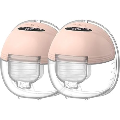 Henkion Wearable Breast Pump,Electric handsfree Breast Pump LED Display, pump breastfeeding,3 Modes 12 levels Low Noise&Leakproof, S21 Breast Pump good suction,portable breast pump double,24mm Flange,(S21-2pcs)
