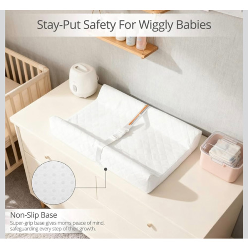 JVEOO Waterproof Baby Changing Pad, Non-Slip Wipeable Diaper Changing Mat with Safety Strap 32x16 Inch Infant Diaper Change Pad Suitable for Dresser & Table