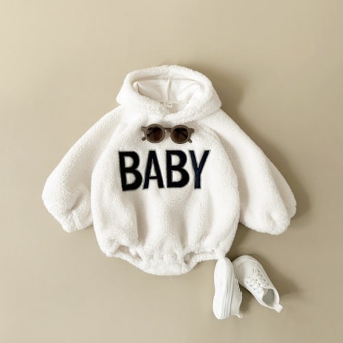 Newborn Embroidery Teddy Hoodie
