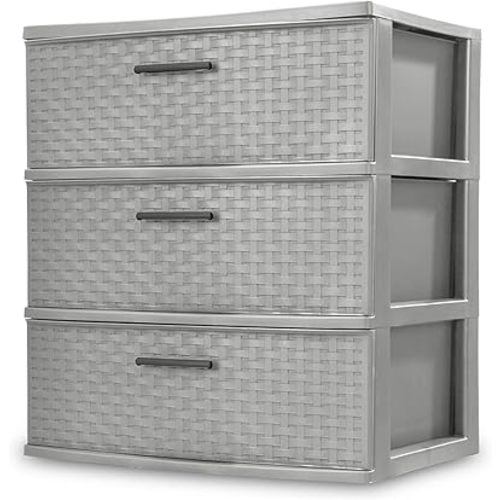 3 Drawer Wide Weave Tower color：Cement