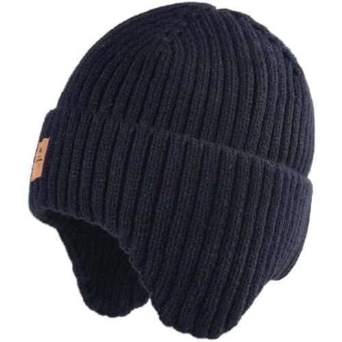 Baby Beanie Fleece Lined Toddler Winter Hat with Ear Flaps Little Girls Boys Warm Hats Cute Beanies for Kids