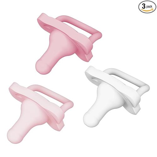 Dr. Brown's HappyPaci 100% Silicone Baby Pacifier, Contoured One-Piece Design, Light Pink/Pink/White, 0-6m, BPA-Free, 3-Pack