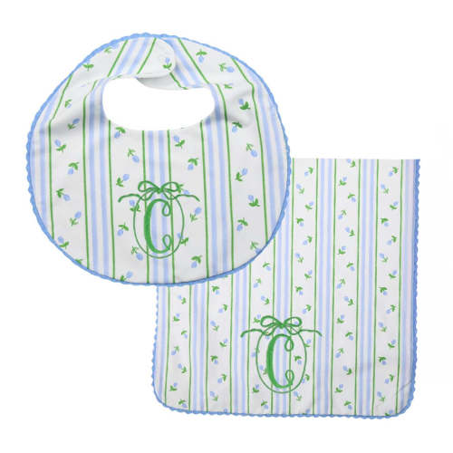 Blue Floral Burp Cloth & Bib Set – The Bella Bean