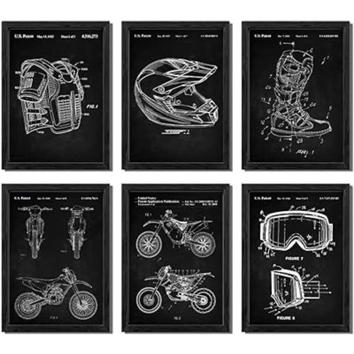 bqw Juego de 6 carteles de motocross sin marco de 11 x 8.5 pulgadas para decoración de dormitorio de niños, habitación de adolescentes o garaje, vibrante regalo de motocicleta todoterreno para ciclistas y fanáticos