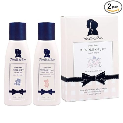 Noodle & Boo Bundle of Joy Newborn Baby Gift Set ; Newborn 2-in-1 Hair & Body Wash, Super Soft Baby Lotion