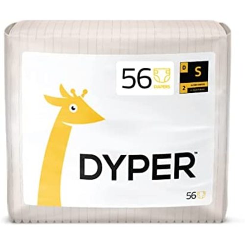 DYPER Bamboo Baby Diapers Size 2 | Natural Honest Ingredients | Cloth Alternative | Day & Overnight | Plant-Based + Eco-Friendly | Hypoallergenic for Sensitive Newborn Skin | Unscented - 56 Count